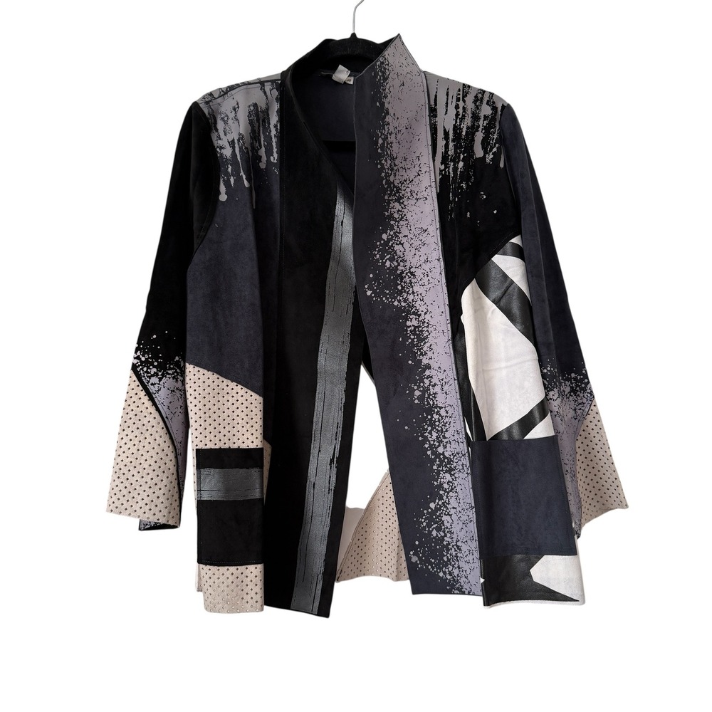 Lemon Grass abstract hand printed patchwork open … - image 2